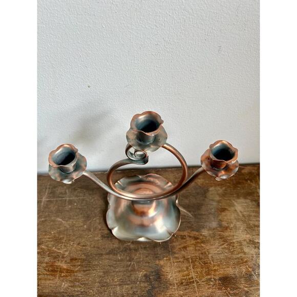 Gregorian Solid Copper Candelabra | Lovely Feminine Candelabra | Cottagecore - Picture 3 of 10